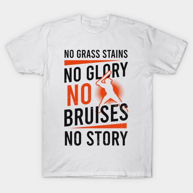 Baseball Player Shirt | No Glory Bruises Story T-Shirt by Gawkclothing